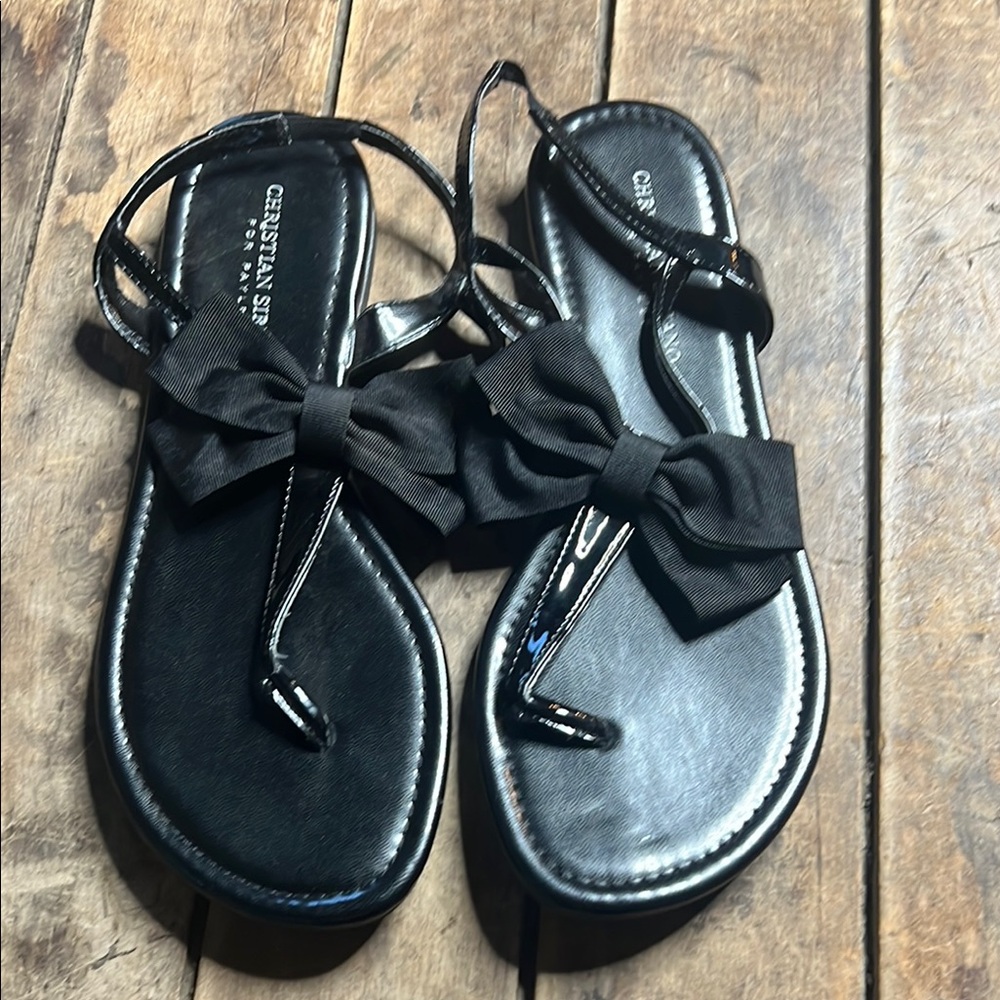 Christian Siriano Black Bow Sandals